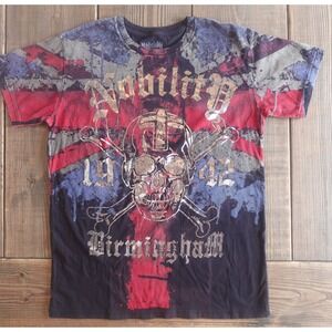 Y2K Nobility T Shirt Mens Large Goth Biker Grunge Rock Birmingham UK Graphic Tee
